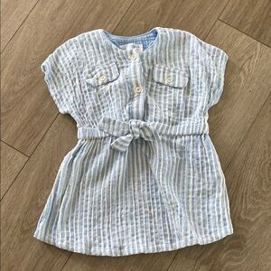 Zara striped cinched waist toddler girls dress size 18/24 months